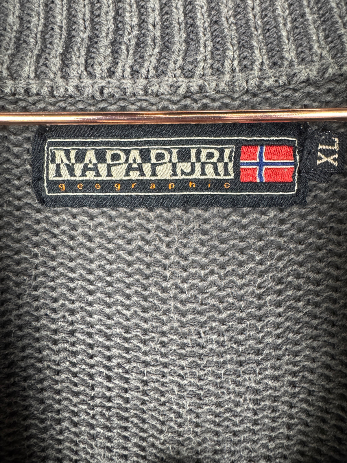 Napapijri Grey Knit Quarter-Zip Jumper
