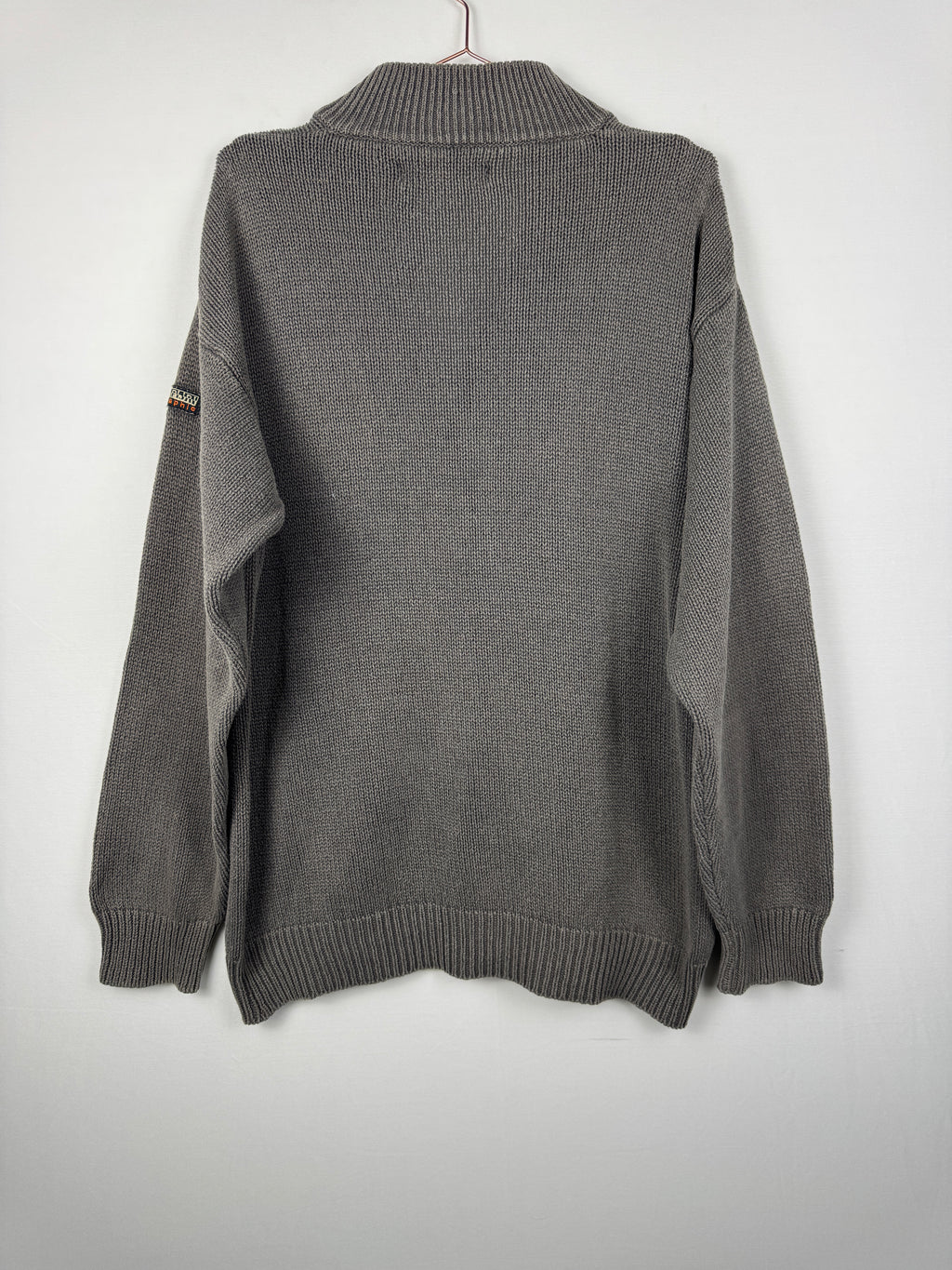 Napapijri Grey Knit Quarter-Zip Jumper