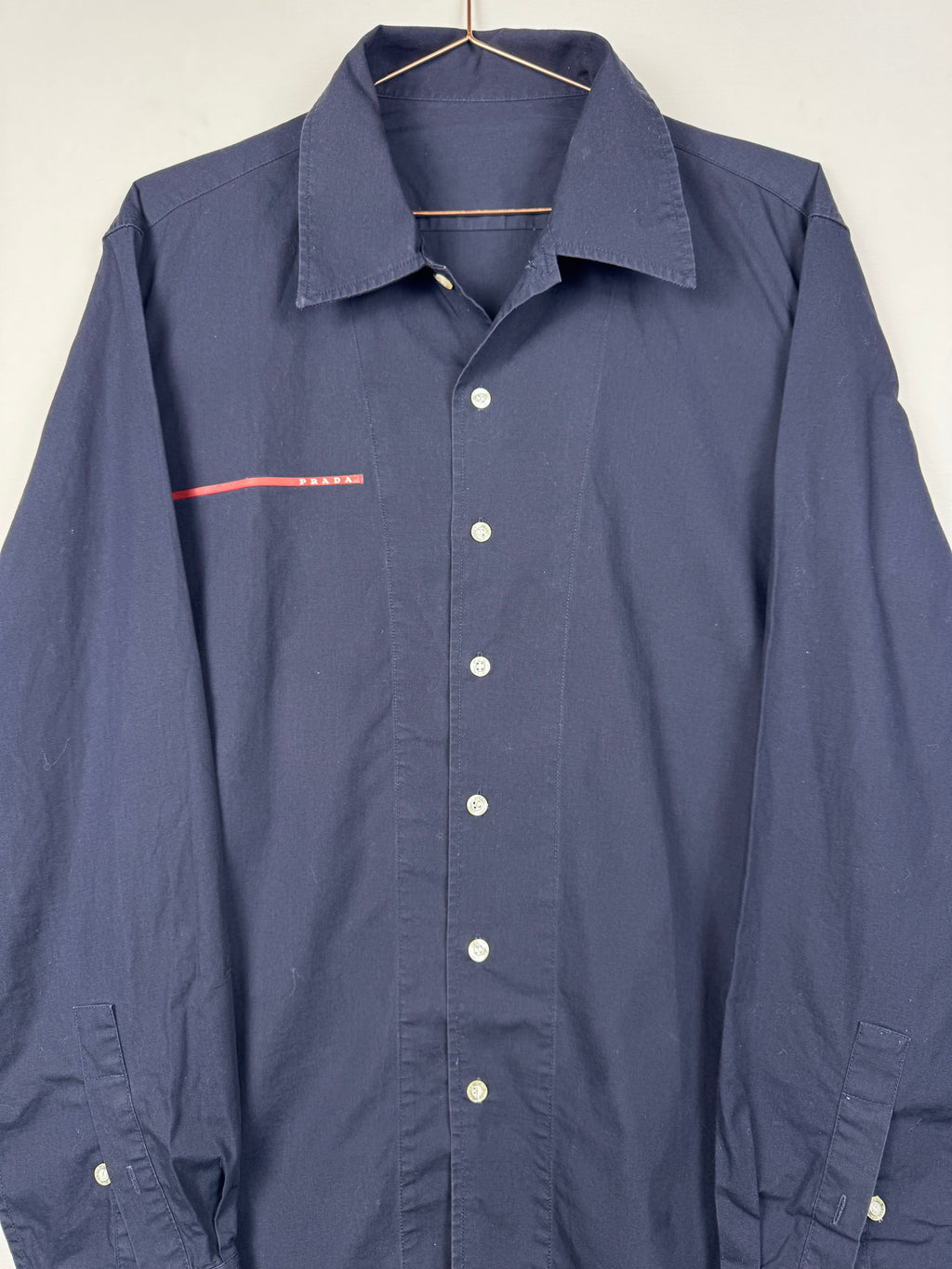 Prada Vintage Navy Blue Linea Rossa Long-Sleeve Shirt