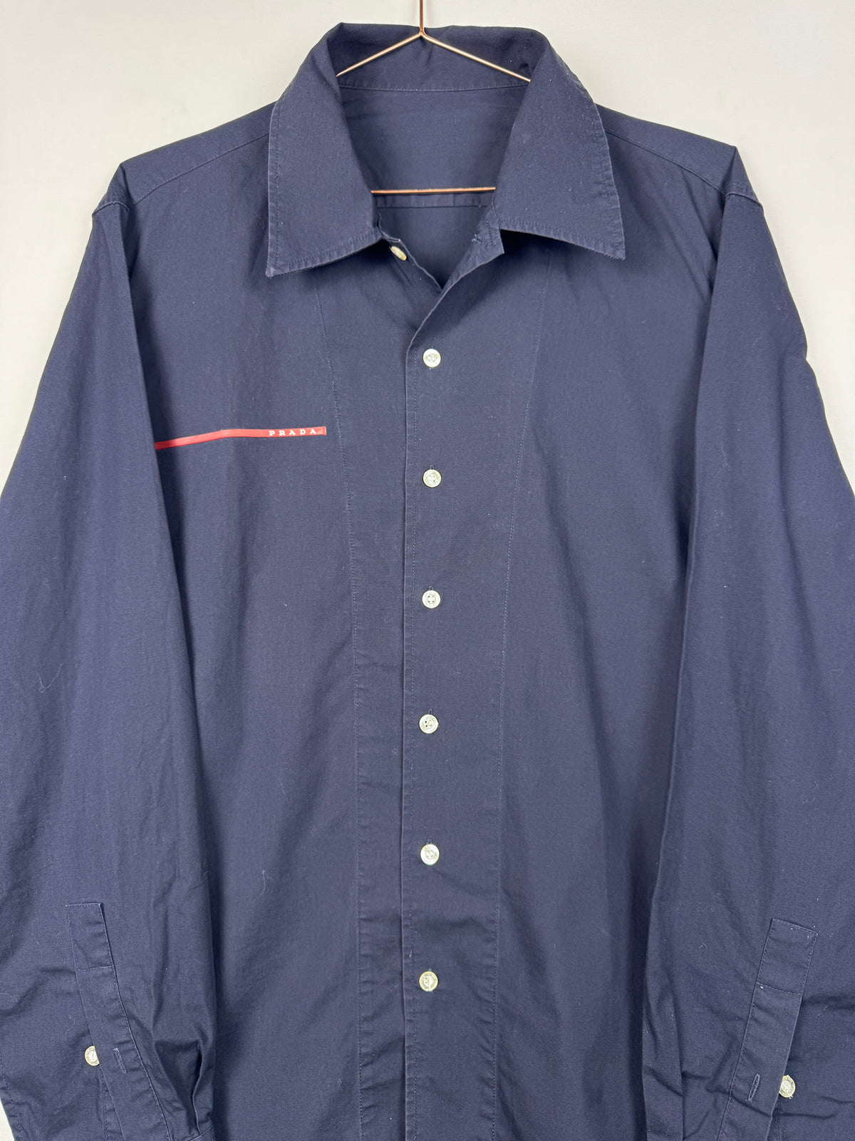 Prada Vintage Navy Blue Linea Rossa Long-Sleeve Shirt