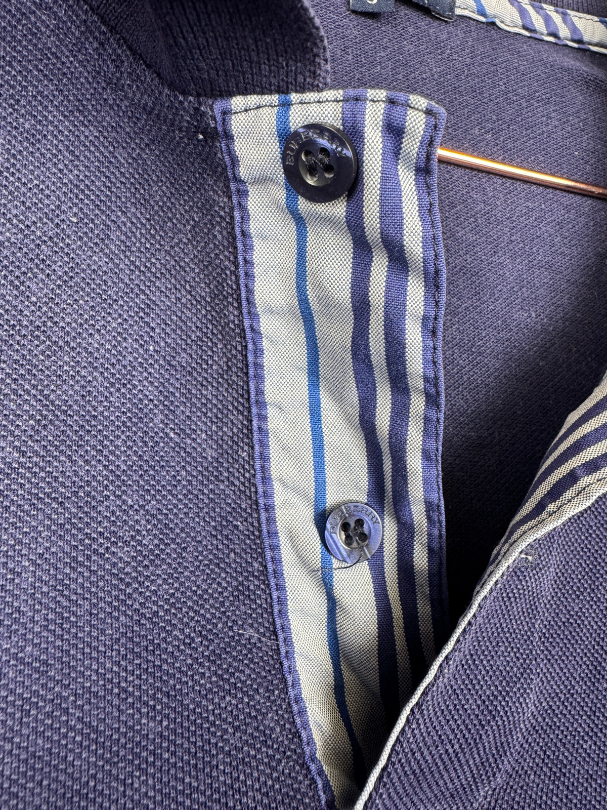 Burberry London Vintage Navy Blue Polo Shirt