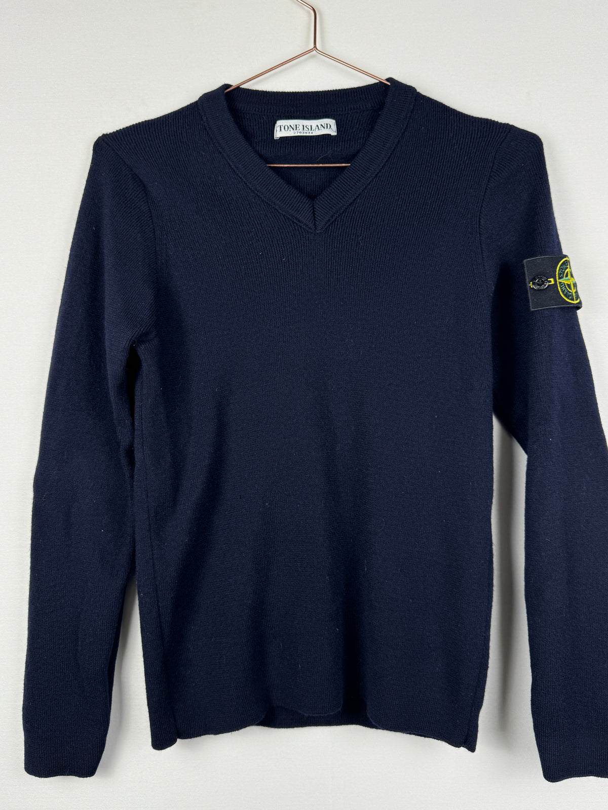 Stone Island Navy Blue V-Neck Knit Jumper