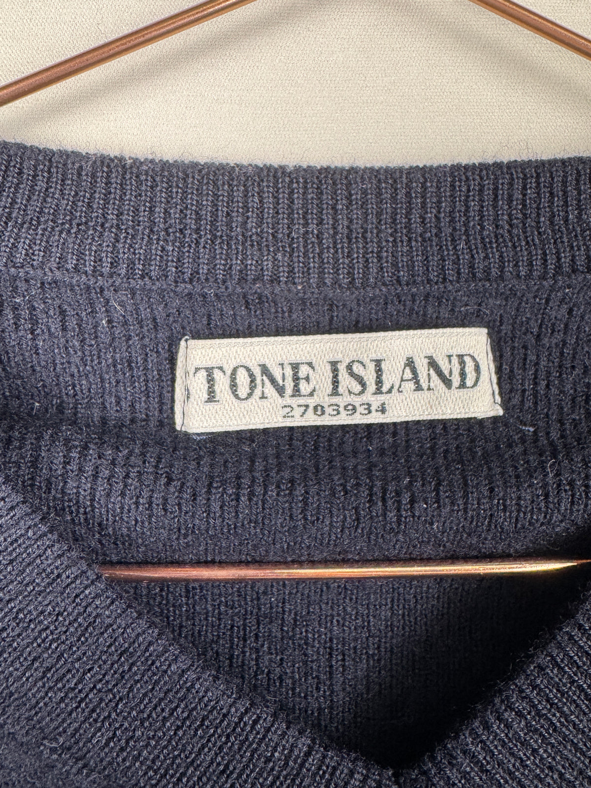 Stone Island Navy Blue V-Neck Knit Jumper
