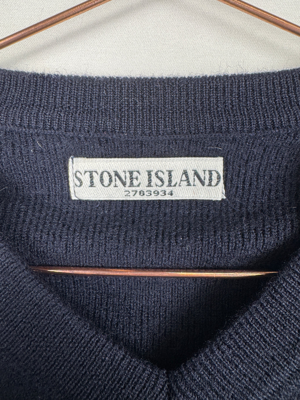 Stone Island Navy Blue V-Neck Knit Jumper