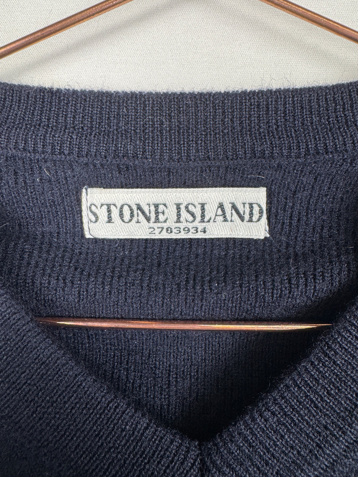 Stone Island Navy Blue V-Neck Knit Jumper