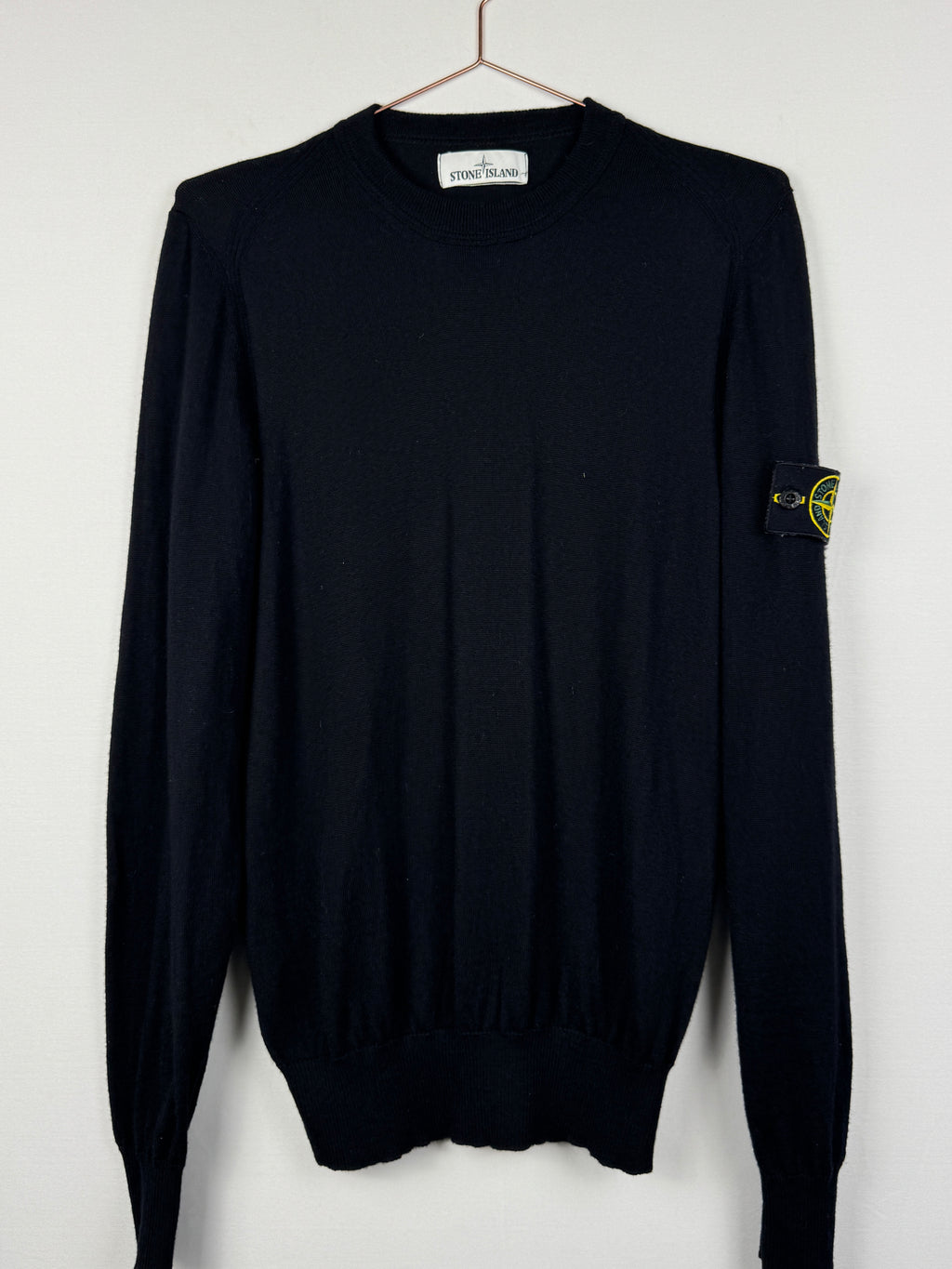 Stone Island Black Fine-Knit Crewneck Jumper