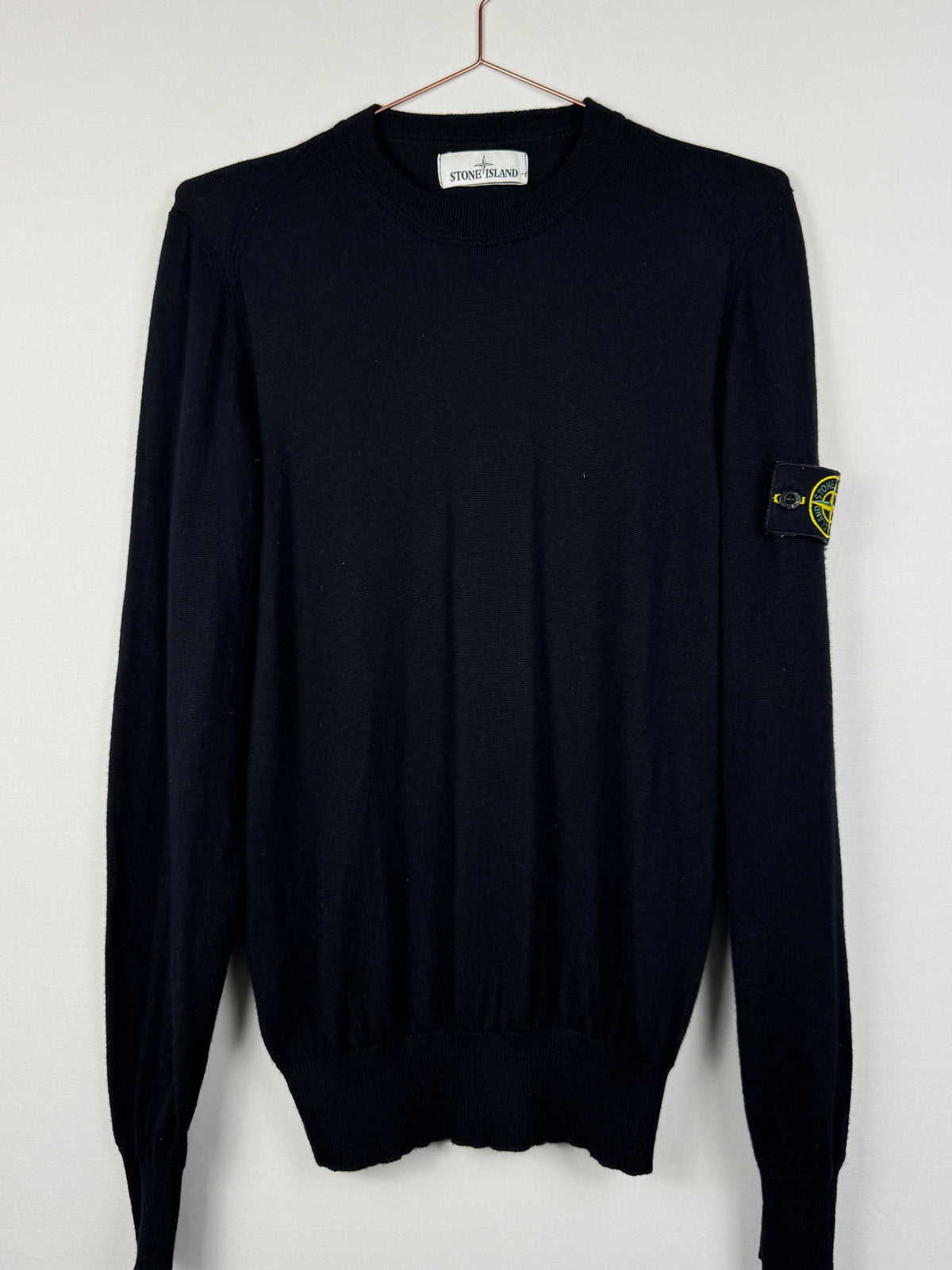 Stone Island Black Fine-Knit Crewneck Jumper