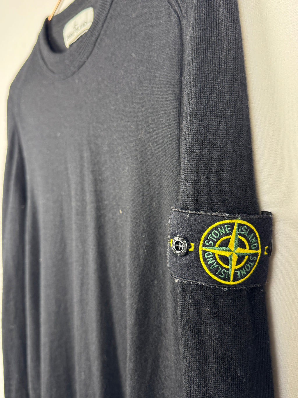 Stone Island Black Fine-Knit Crewneck Jumper