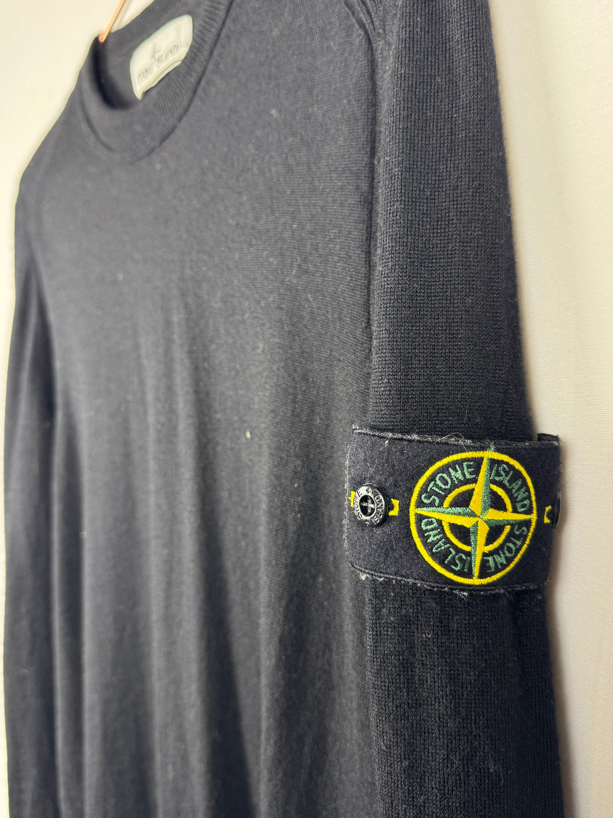 Stone Island Black Fine-Knit Crewneck Jumper