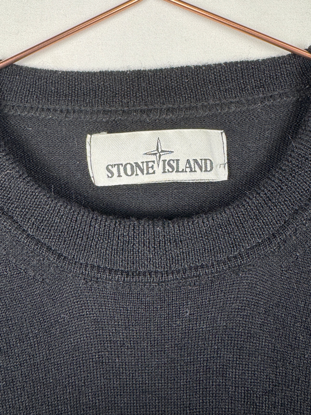 Stone Island Black Fine-Knit Crewneck Jumper