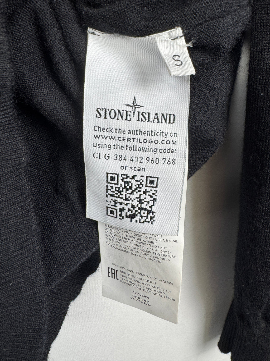 Stone Island Black Fine-Knit Crewneck Jumper