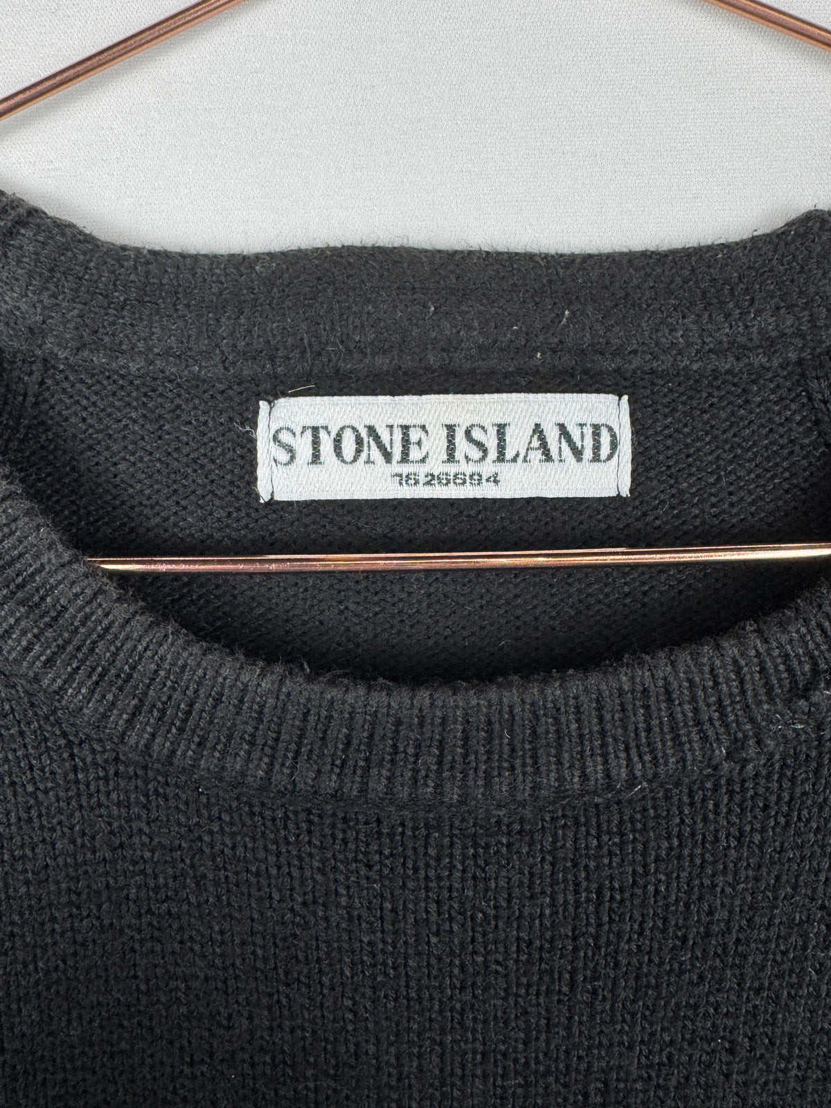 Stone Island 2009 Vintage Black Ribbed-Shoulder Knit Jumper