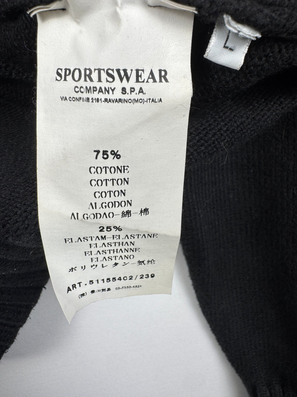 Stone Island 2009 Vintage Black Ribbed-Shoulder Knit Jumper