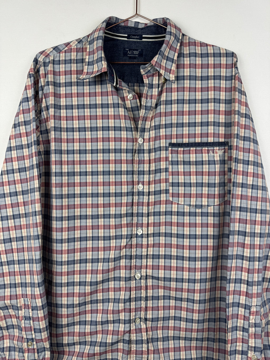 Armani Jeans Vintage Red/Blue Check Long-Sleeve Shirt