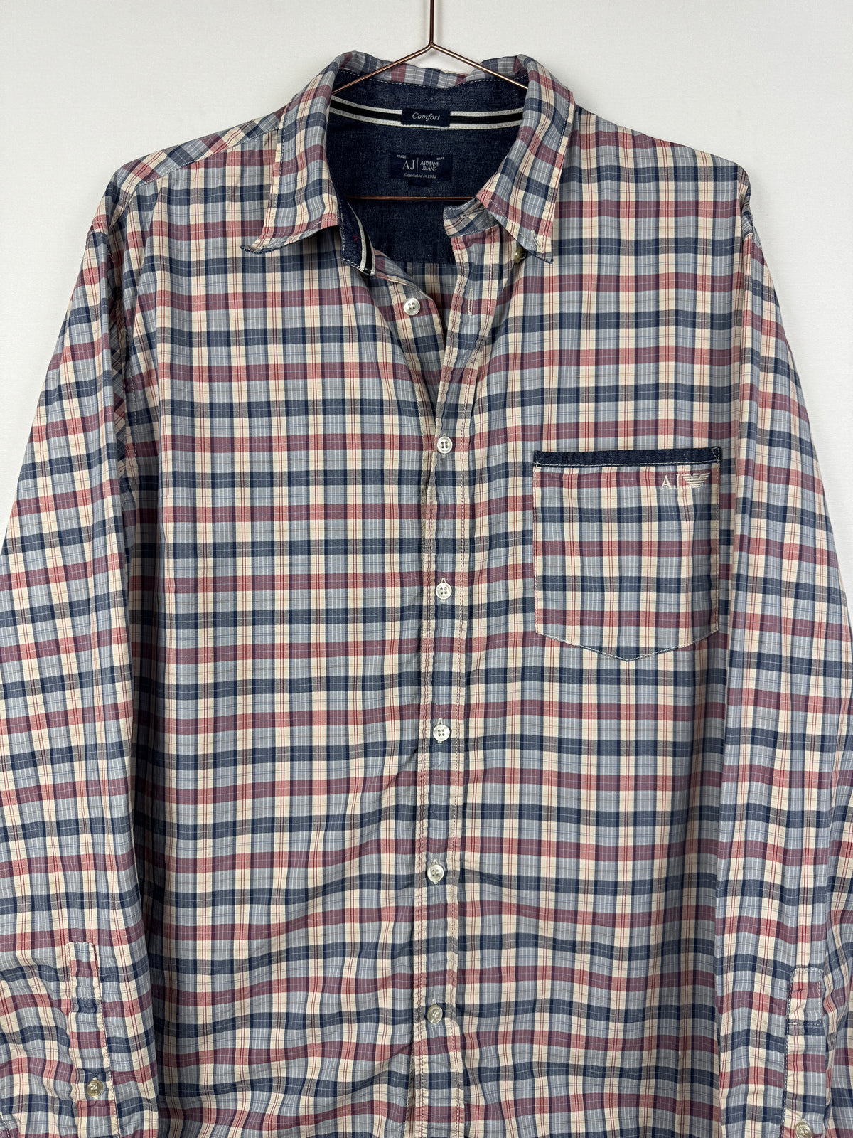 Armani Jeans Vintage Red/Blue Check Long-Sleeve Shirt