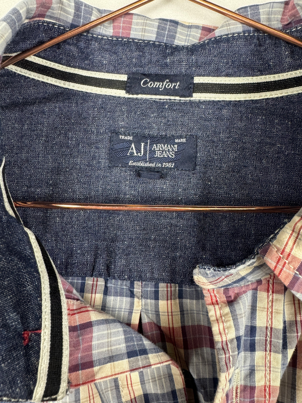 Armani Jeans Vintage Red/Blue Check Long-Sleeve Shirt