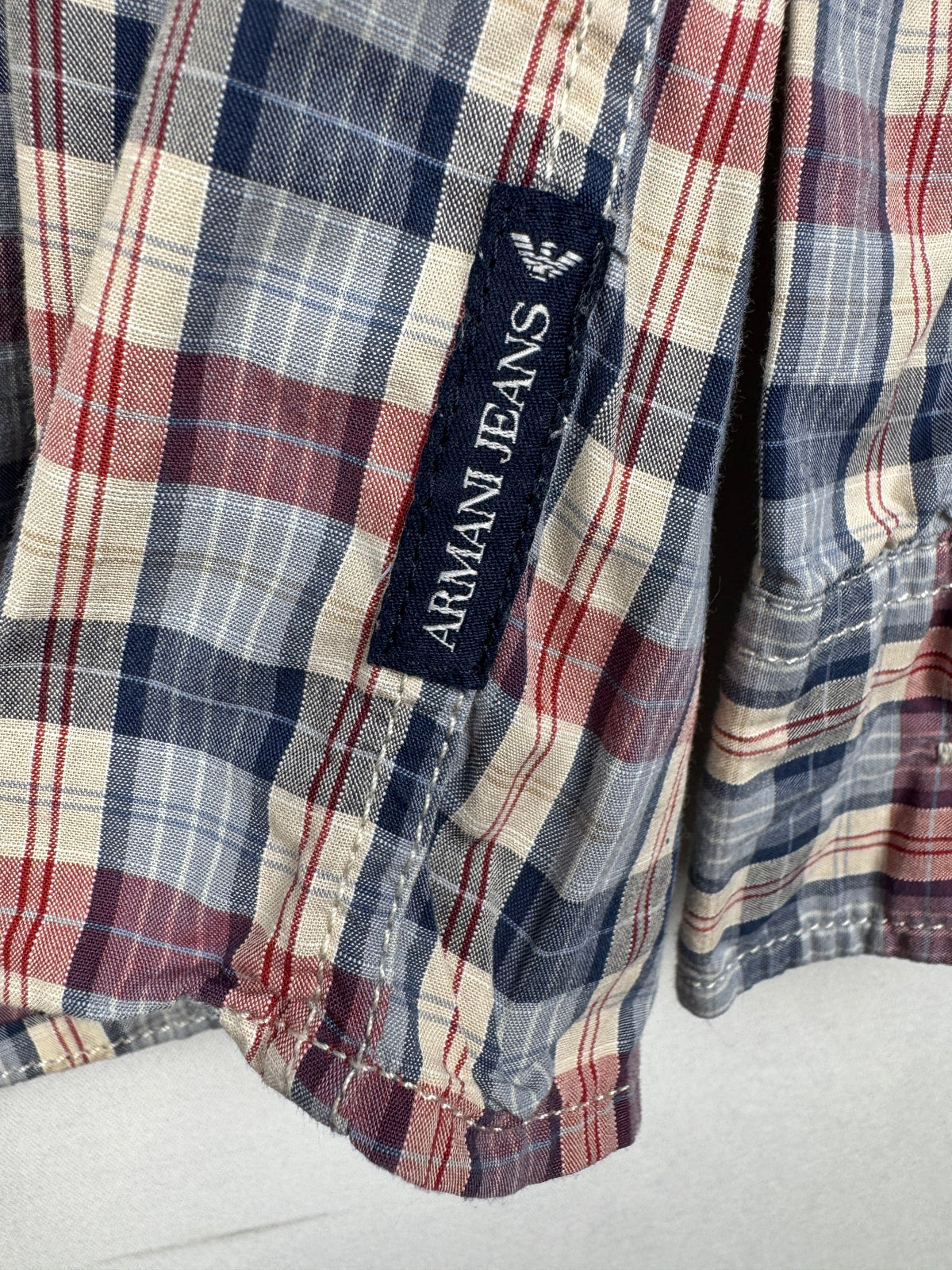 Armani Jeans Vintage Red/Blue Check Long-Sleeve Shirt