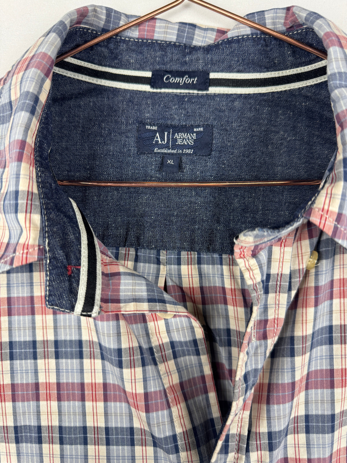 Armani Jeans Vintage Red/Blue Check Long-Sleeve Shirt