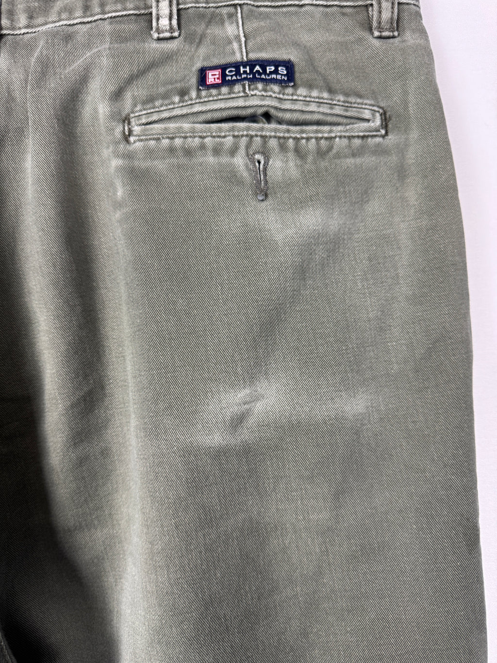Chaps Ralph Lauren 1990s Vintage Olive Green Pleated Chinos