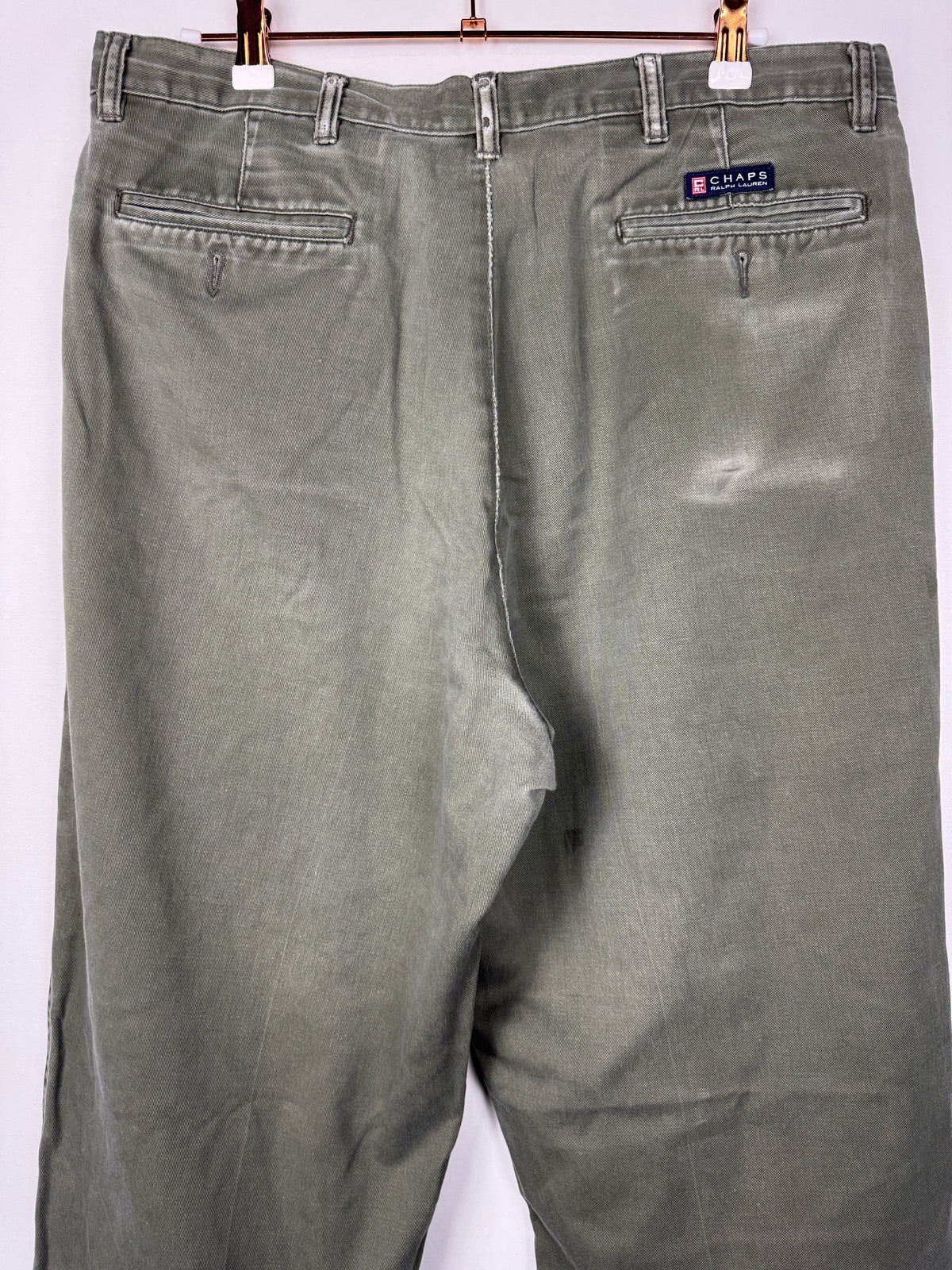 Chaps Ralph Lauren 1990s Vintage Olive Green Pleated Chinos