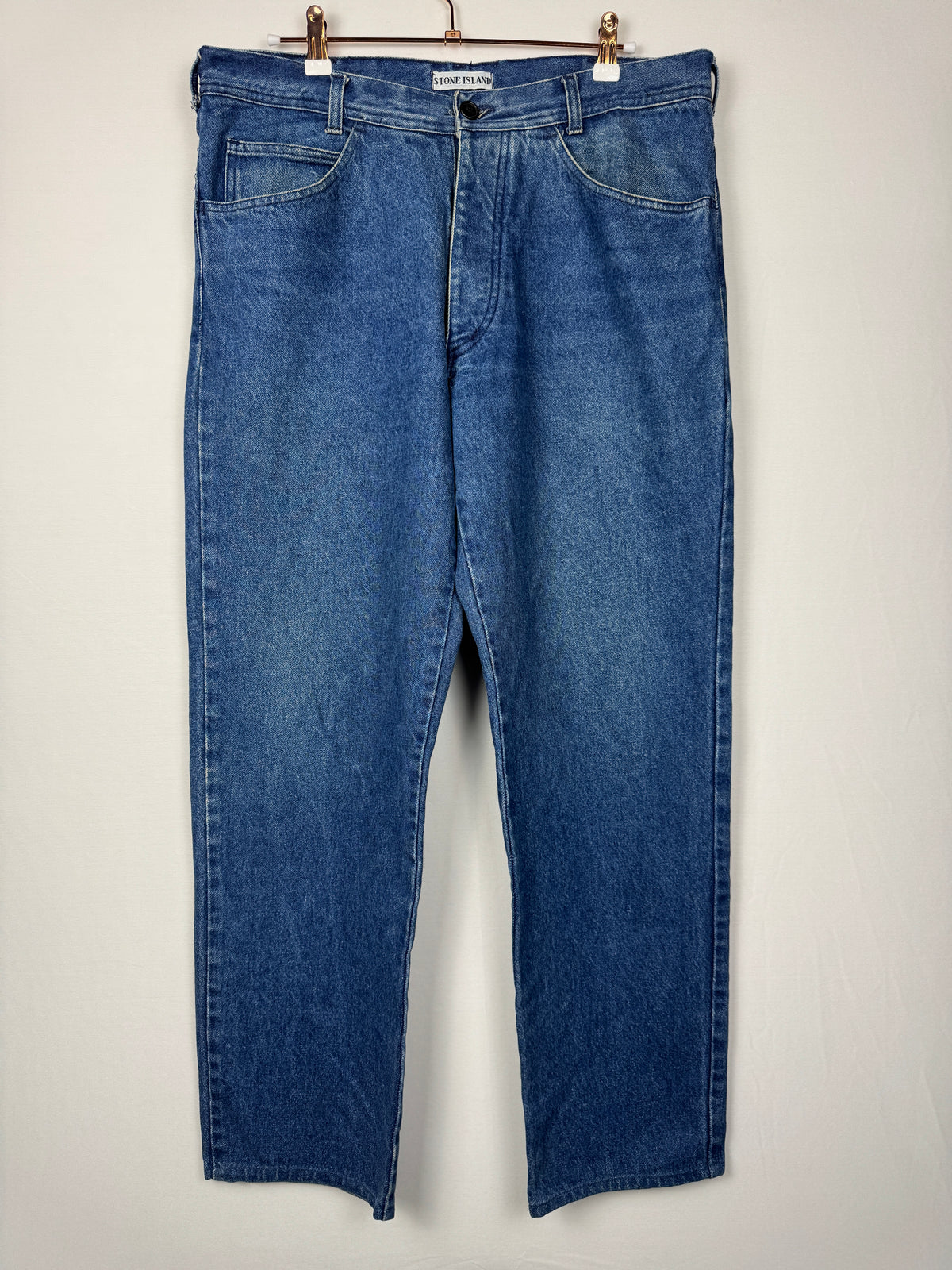 Stone Island 1980s/1990s Vintage Blue Denim Jeans in size 54 / 36x32.