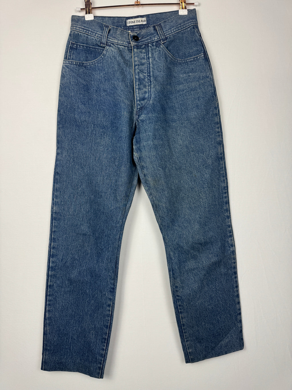 Stone Island 1980s/1990s Vintage Blue Denim Jeans in size 42/28x28