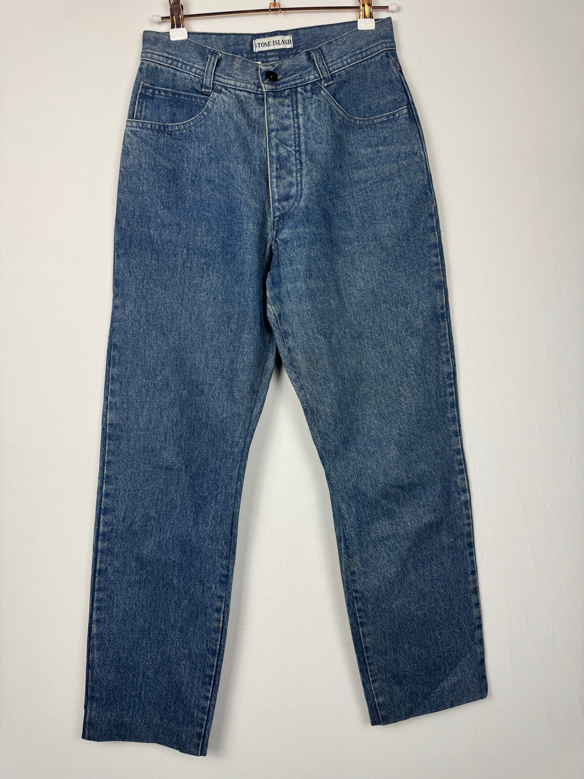 Stone Island 1980s/1990s Vintage Blue Denim Jeans in size 42/28x28