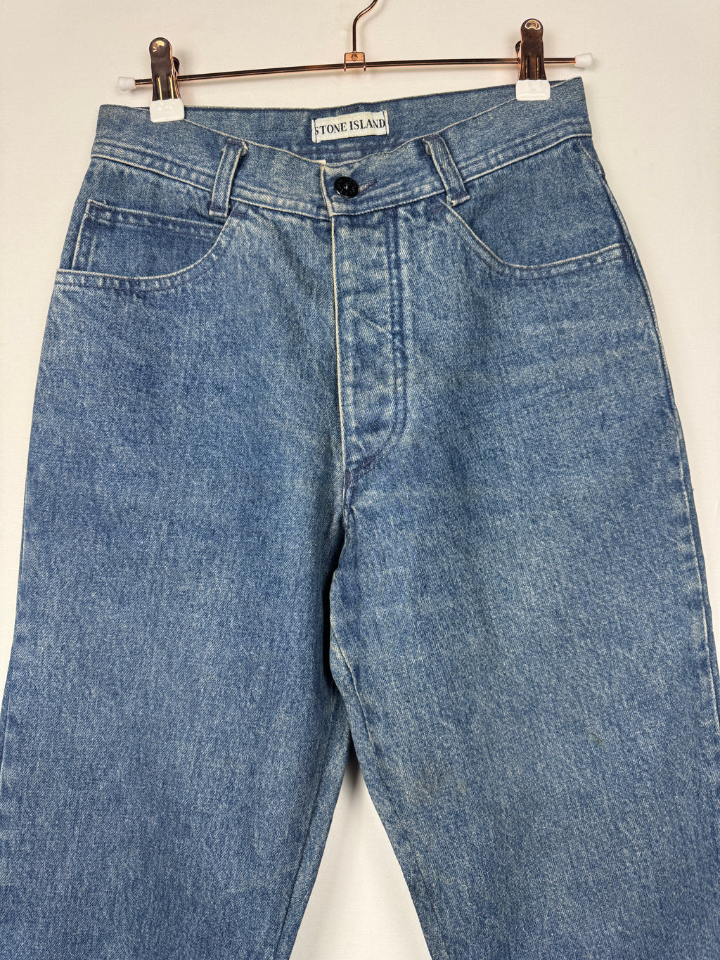 Stone Island 1980s/1990s Vintage Blue Denim Jeans in size 42/28x28