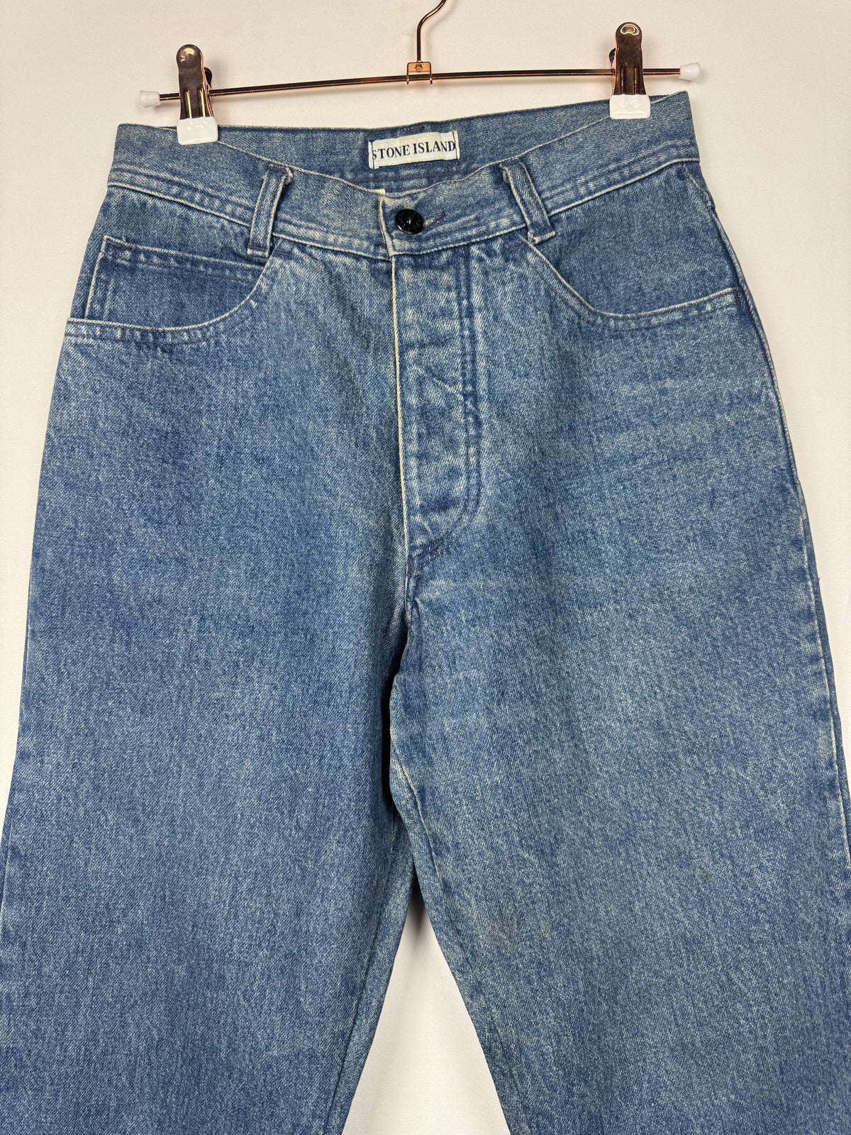 Stone Island 1980s/1990s Vintage Blue Denim Jeans in size 42/28x28