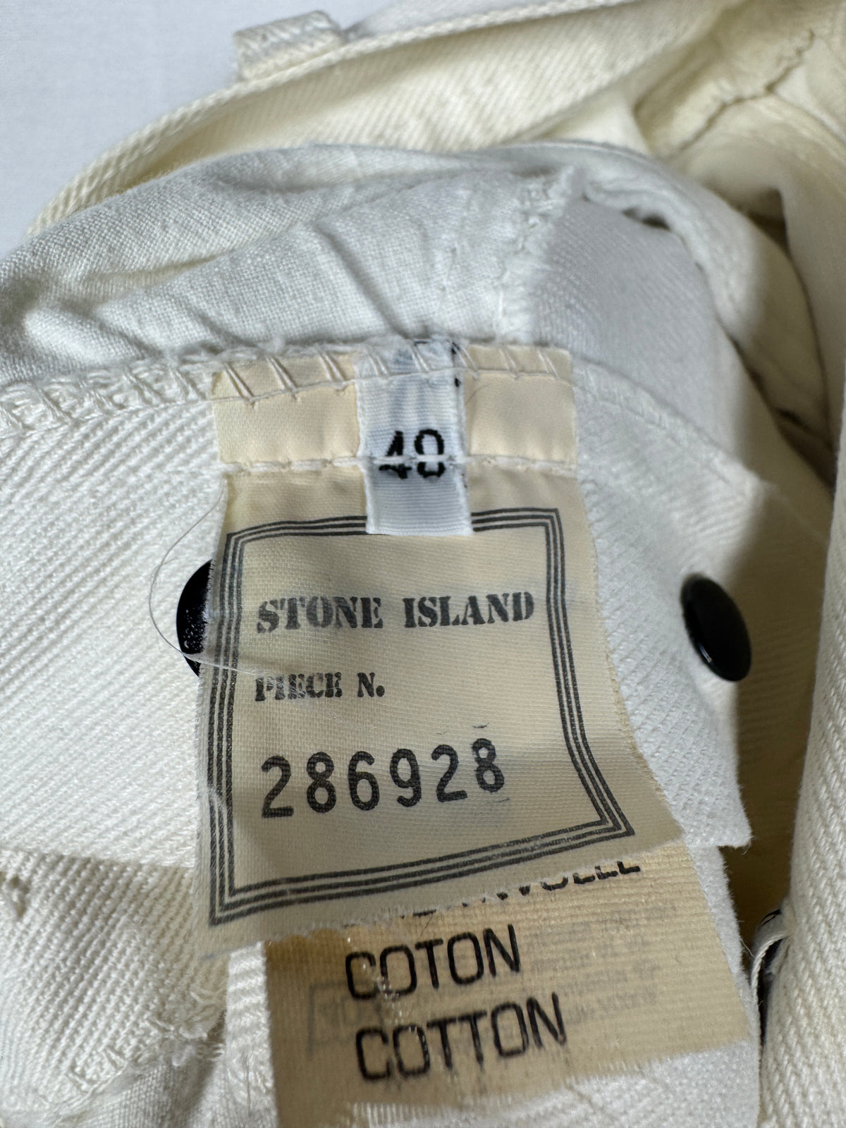 Stone Island 1980s/1990s Vintage Off-White Denim Jeans in size 40 / 26x26