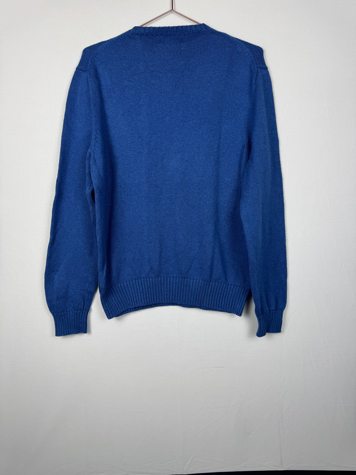 Ralph Lauren Vintage Blue Crewneck Knitted Jumper with Yellow Embroidered Horse
