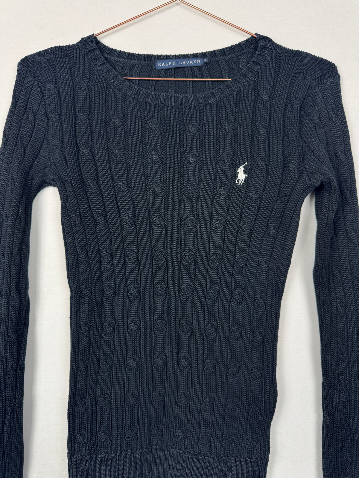 Ralph Lauren Women's Vintage Black Cable Knit Jumper