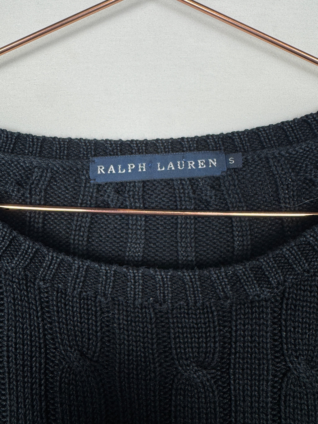 Ralph Lauren Women's Vintage Black Cable Knit Jumper