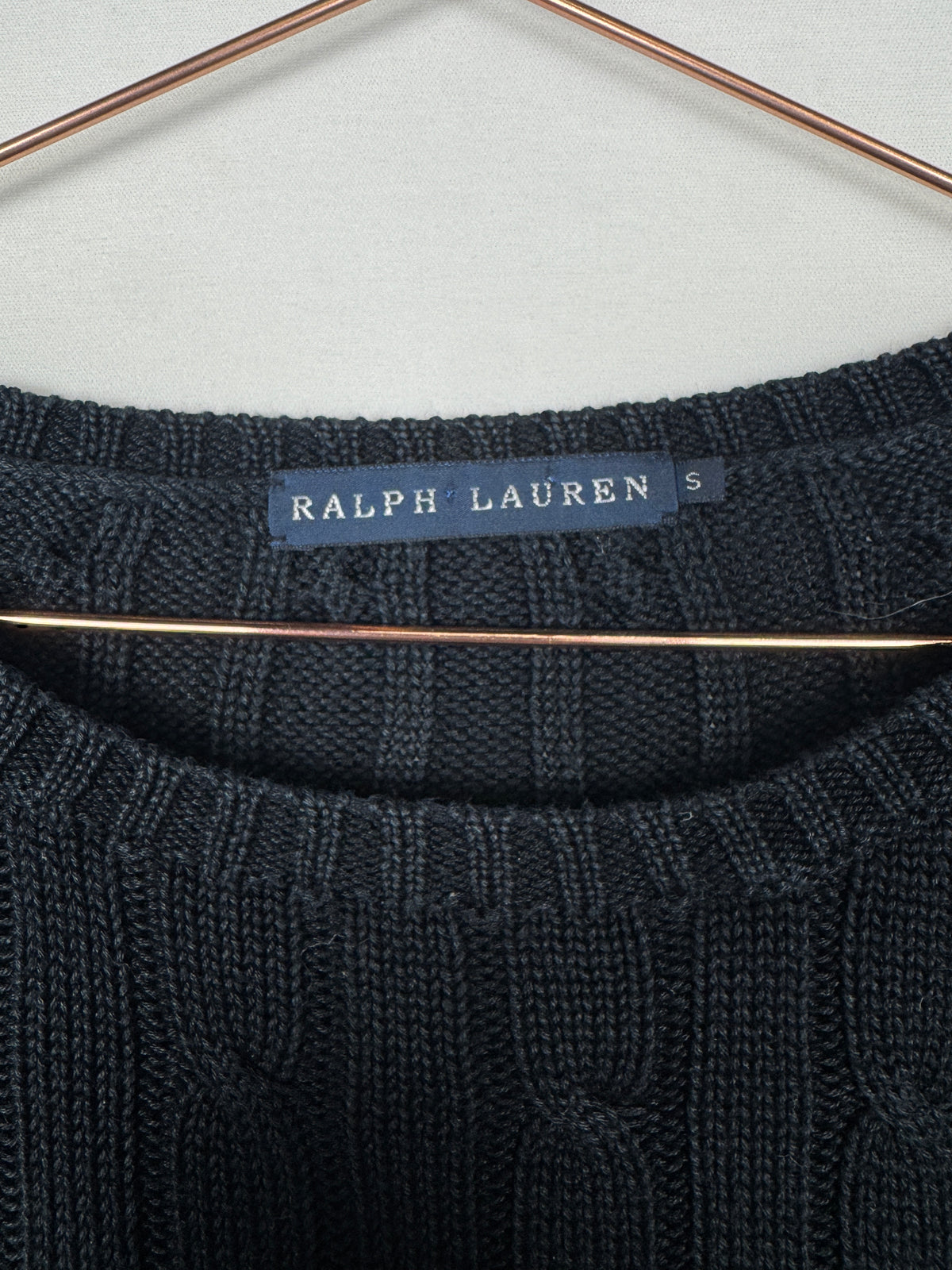 Ralph Lauren Women's Vintage Black Cable Knit Jumper