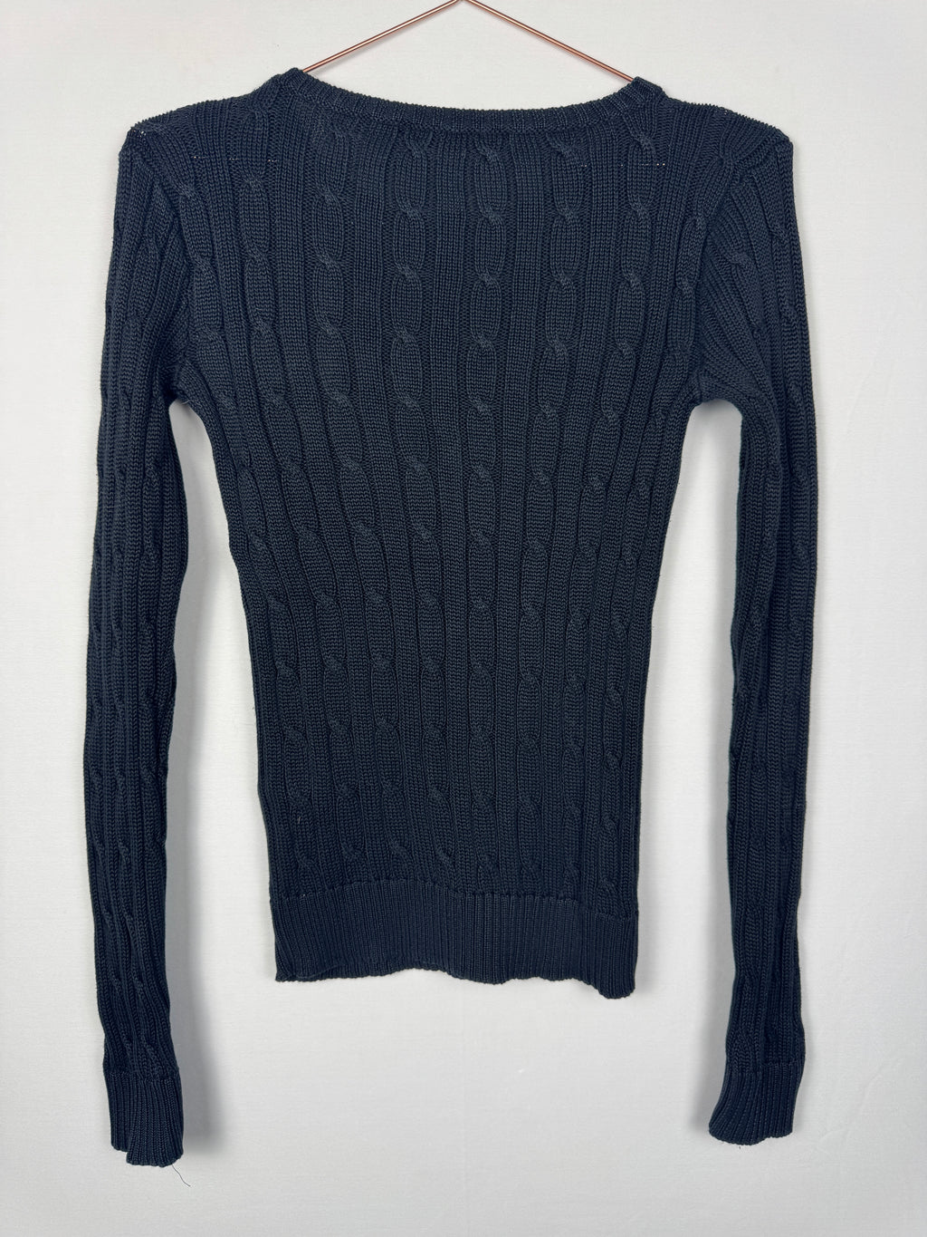 Ralph Lauren Women's Vintage Black Cable Knit Jumper
