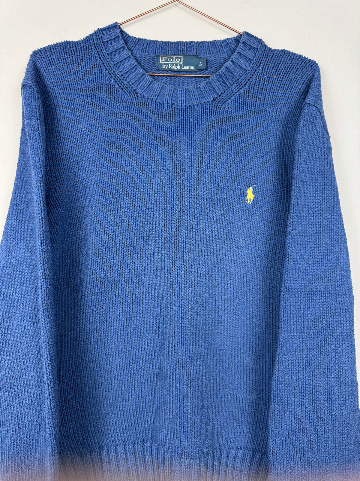 Ralph Lauren Vintage Blue Heavy Knit Crewneck Jumper