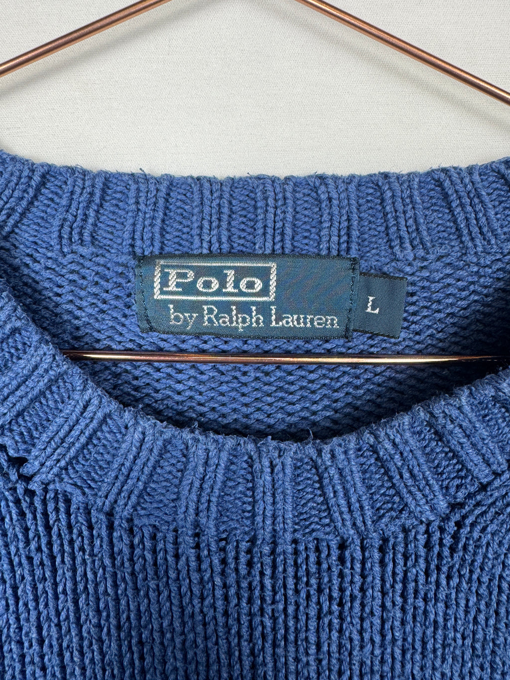 Ralph Lauren Vintage Blue Heavy Knit Crewneck Jumper