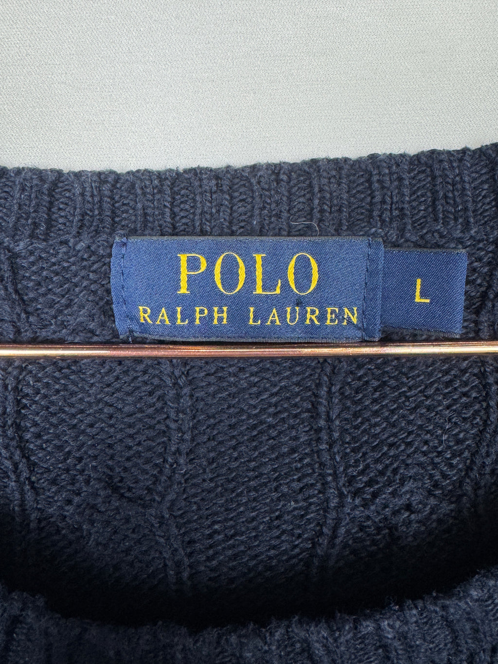 Ralph Lauren Vintage Dark Navy Blue Cable Knitted Jumper