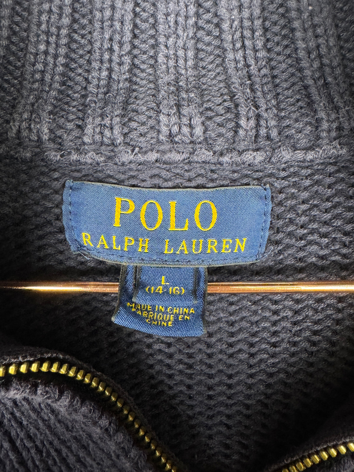 Ralph Lauren Vintage Navy Blue Quarter-Zip America Flag Jumper