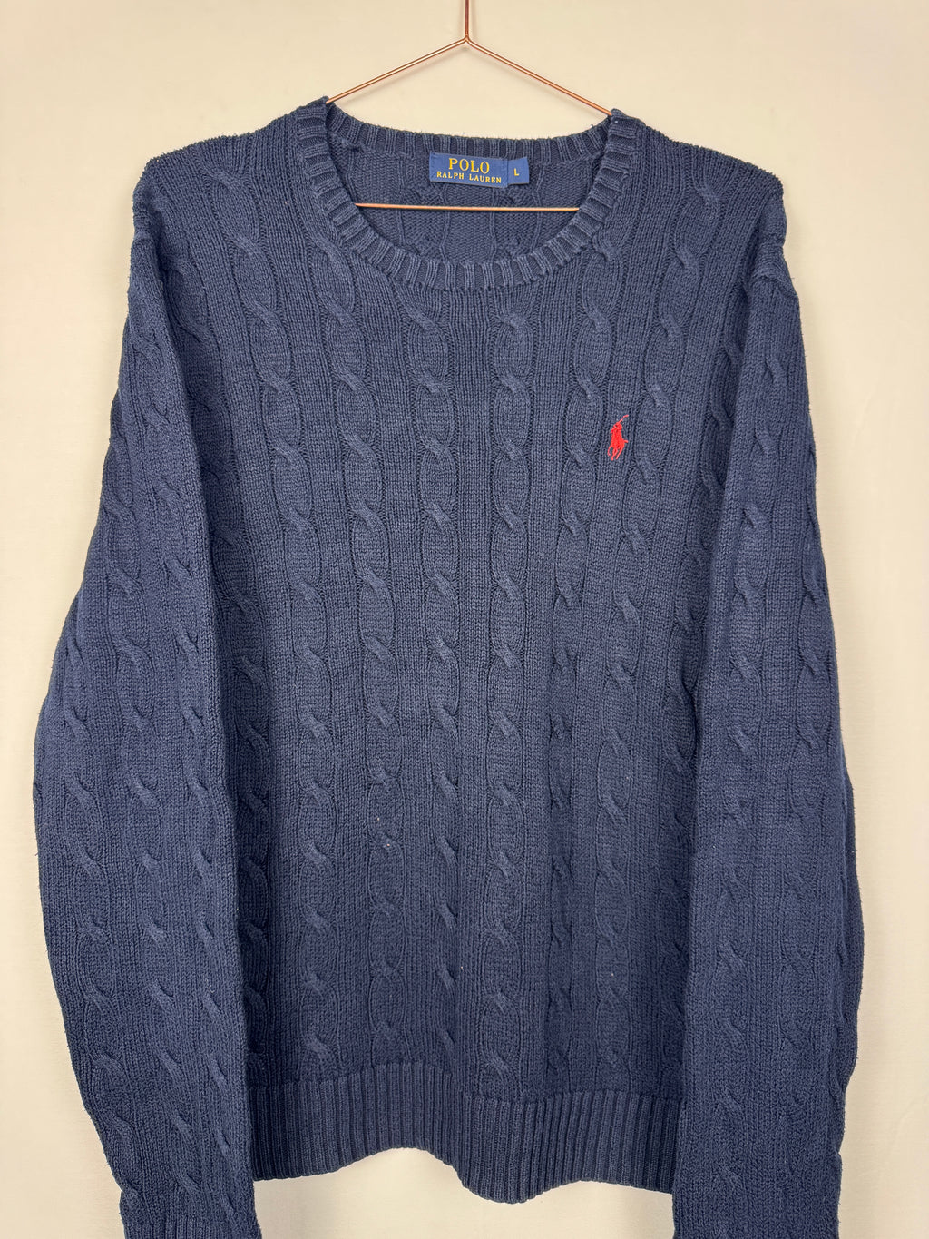 Ralph Lauren Navy Blue Cable Knit Jumper