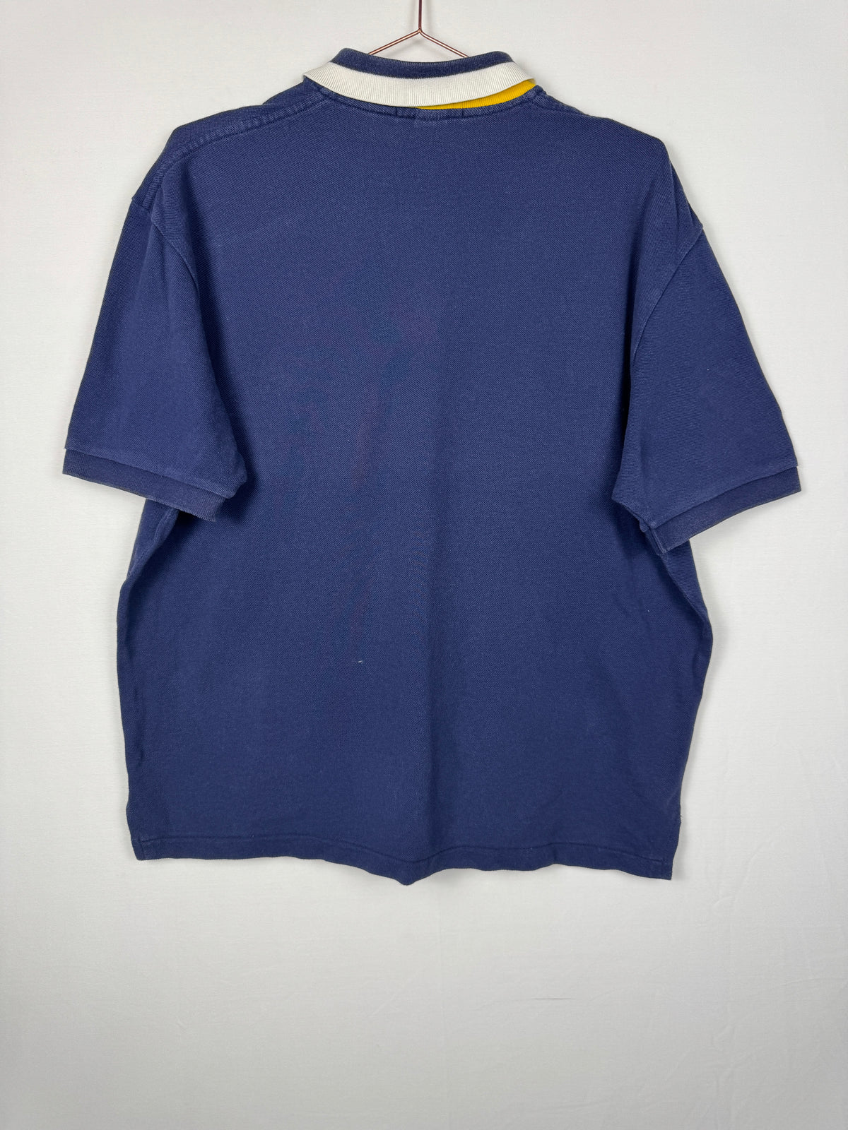Ralph Lauren Vintage Navy Blue Short Sleeve Polo Shirt with Large Yellow Pony Logo