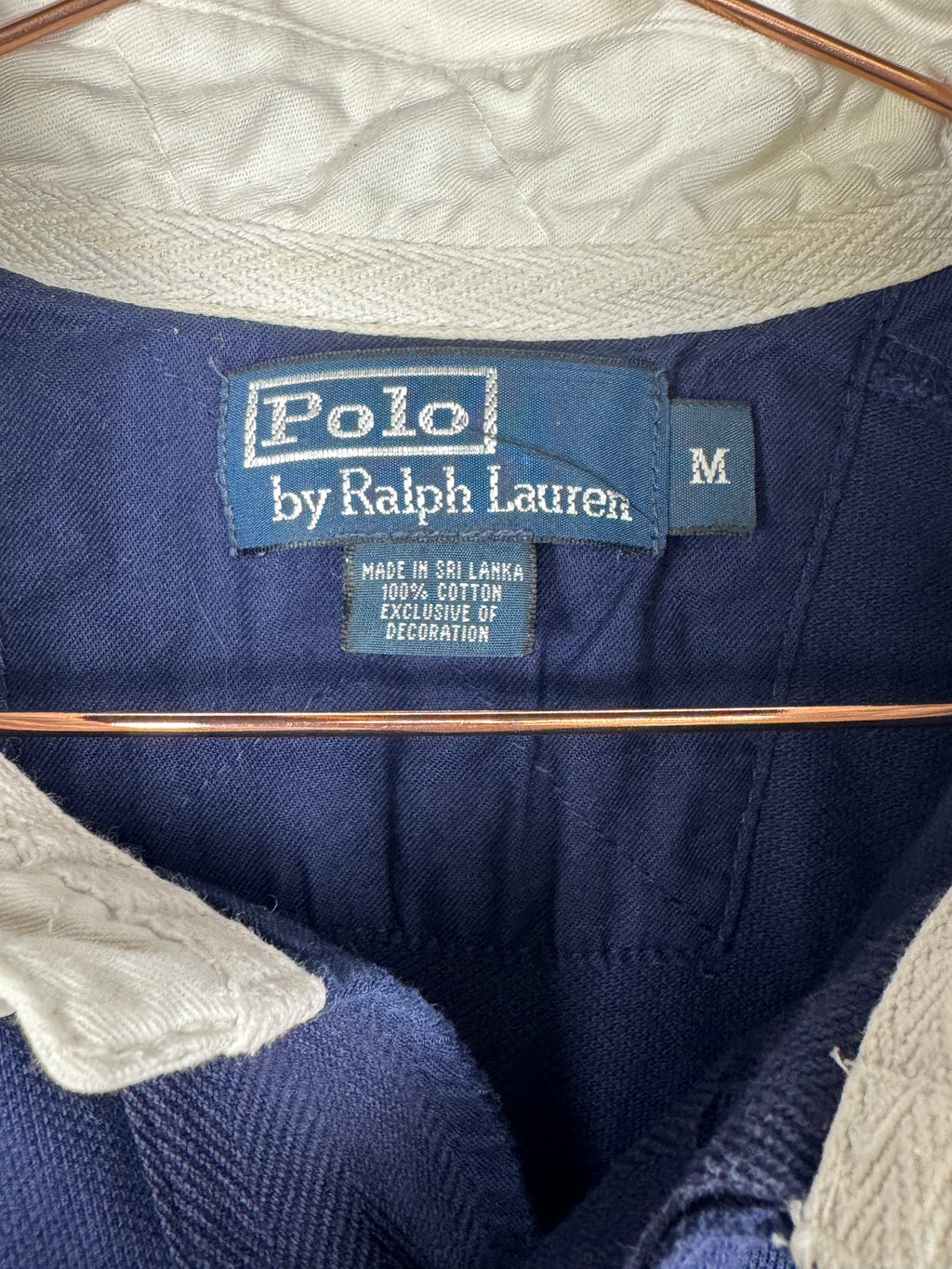 Ralph Lauren Vintage Navy Blue USA Short Sleeve Polo Shirt with Large Red Pony