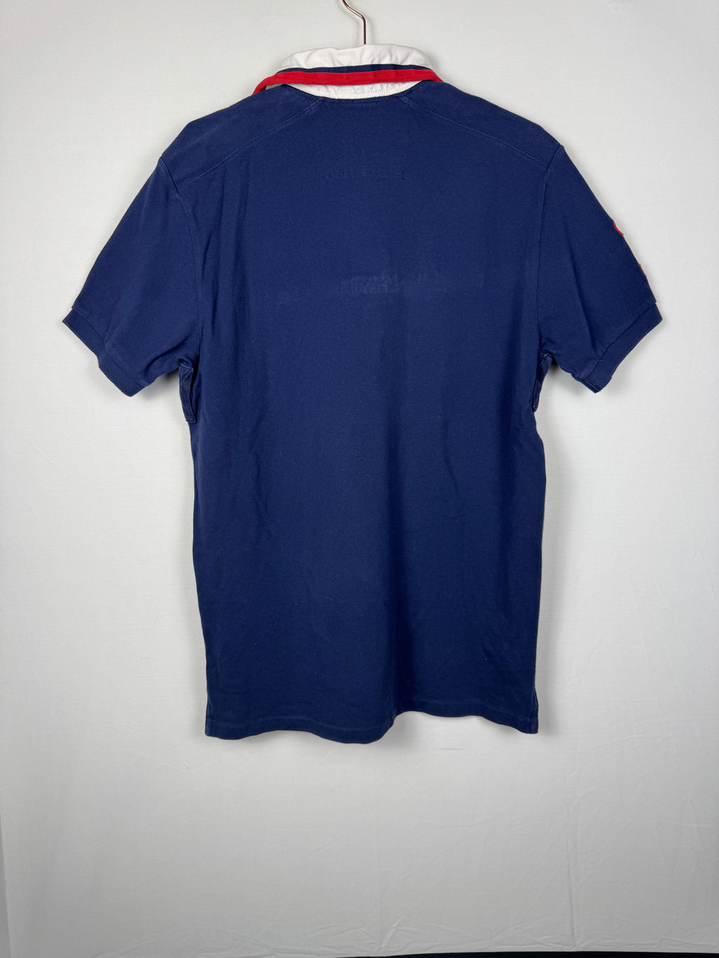 Ralph Lauren Vintage Navy Blue USA Short Sleeve Polo Shirt with Large Red Pony