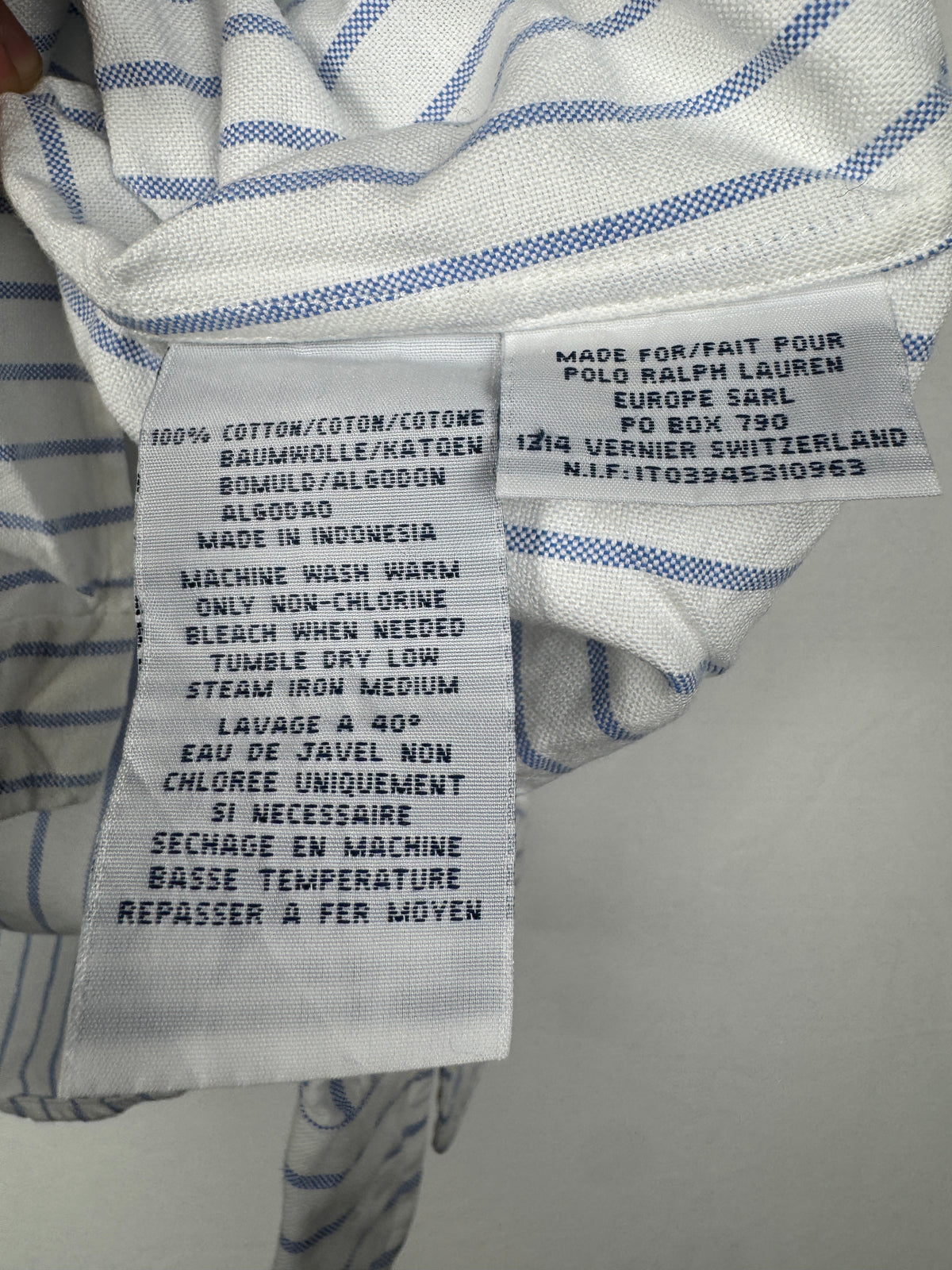 Ralph Lauren Vintage White and Blue Striped Long Sleeve Shirt