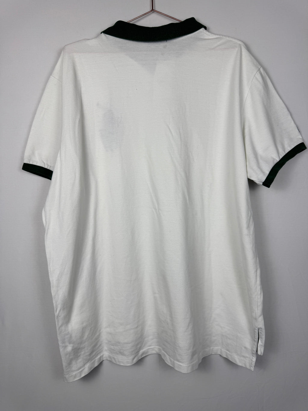 Ralph Lauren Vintage White Short Sleeve Polo Shirt with Large Green Pony