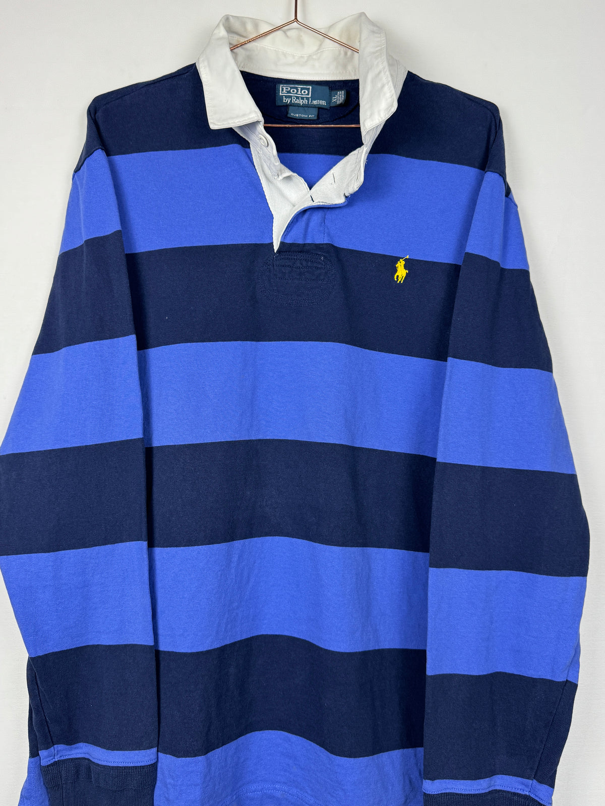 Ralph Lauren Vintage Navy and Blue Striped Rugby Shirt