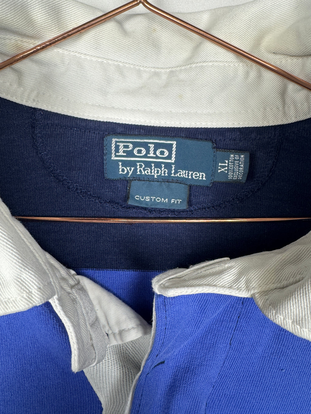 Ralph Lauren Vintage Navy and Blue Striped Rugby Shirt