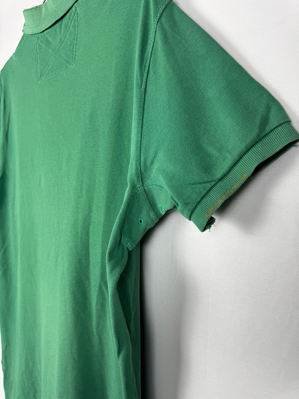 Ralph Lauren Vintage Green Custom Fit Short Sleeve Polo Shirt with Large Navy Pony