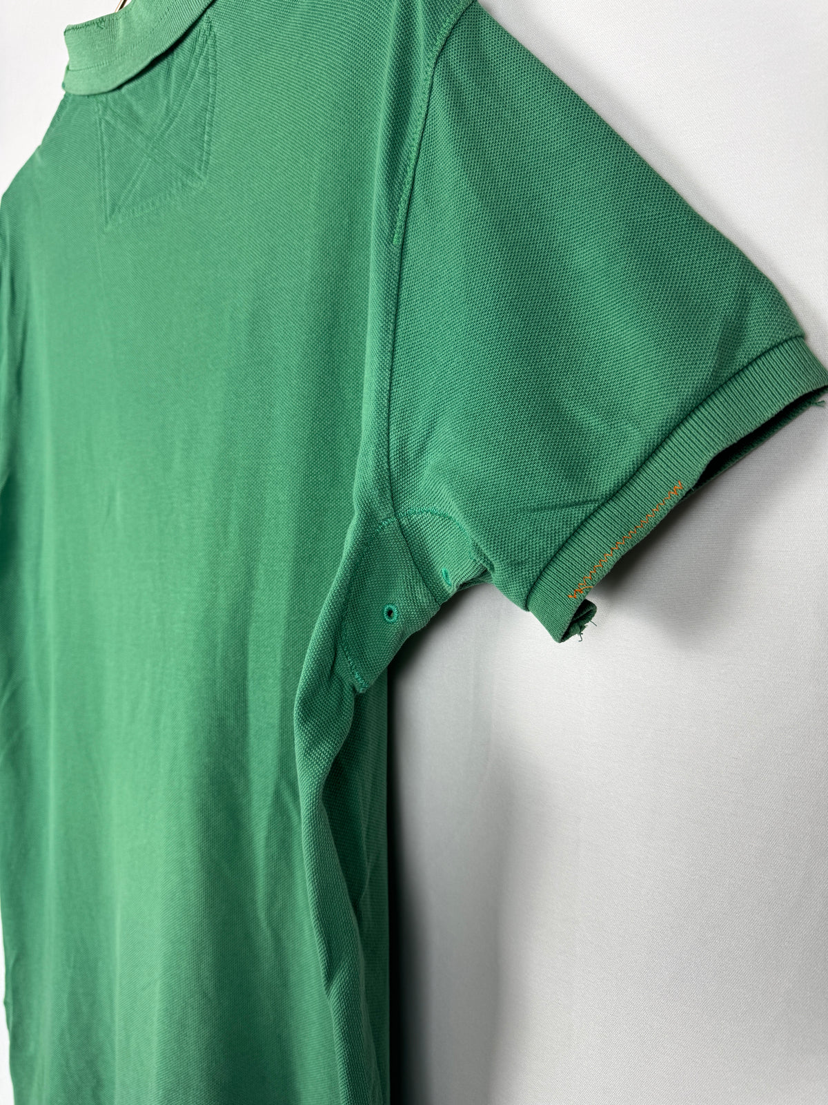 Ralph Lauren Vintage Green Custom Fit Short Sleeve Polo Shirt with Large Navy Pony