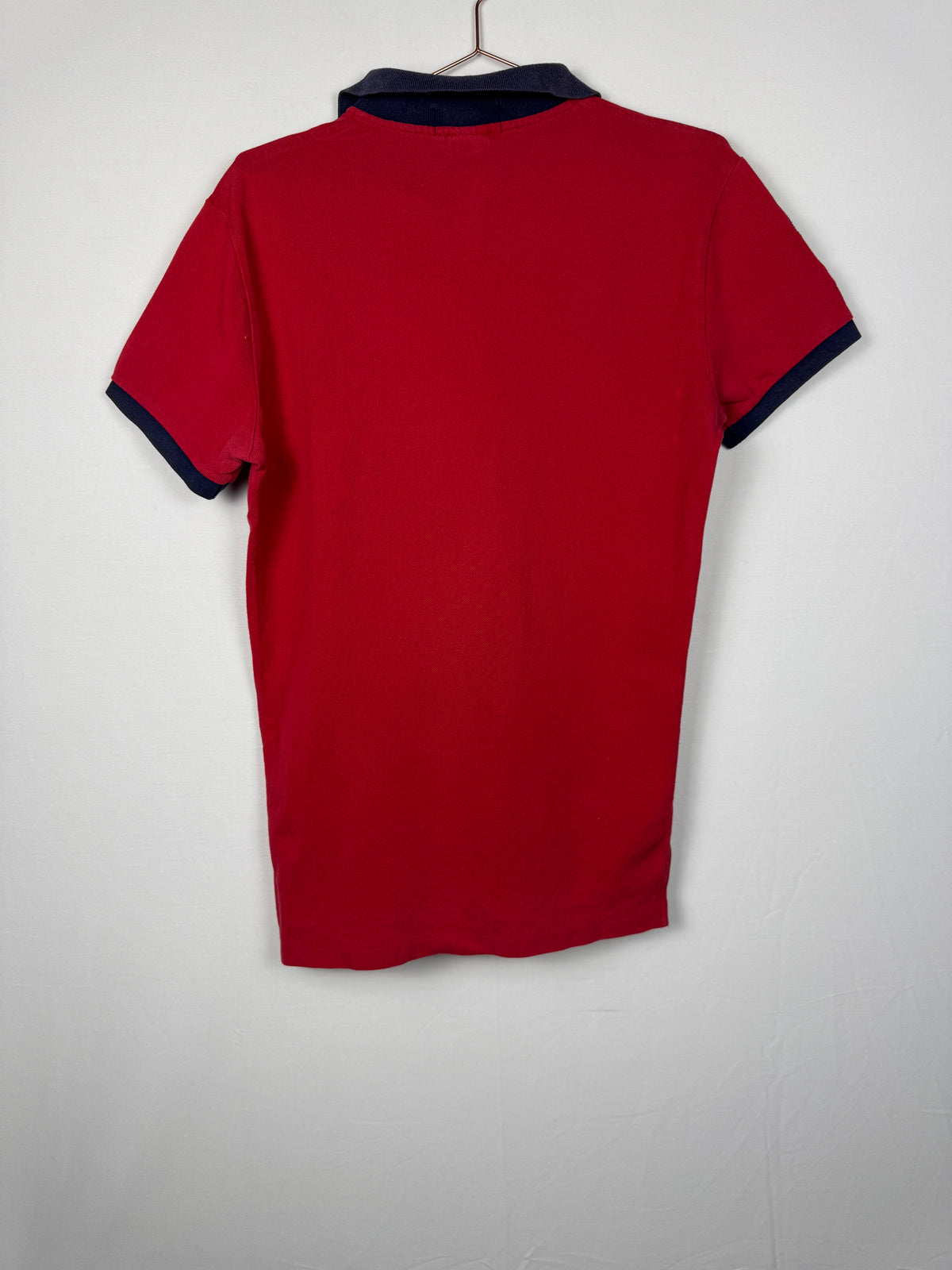 Ralph Lauren Vintage Red Custom Fit Short Sleeve Polo Shirt with Large Navy Pony